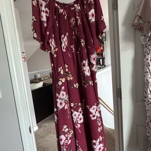 BloomChic Burgundy Floral Maxi Dress